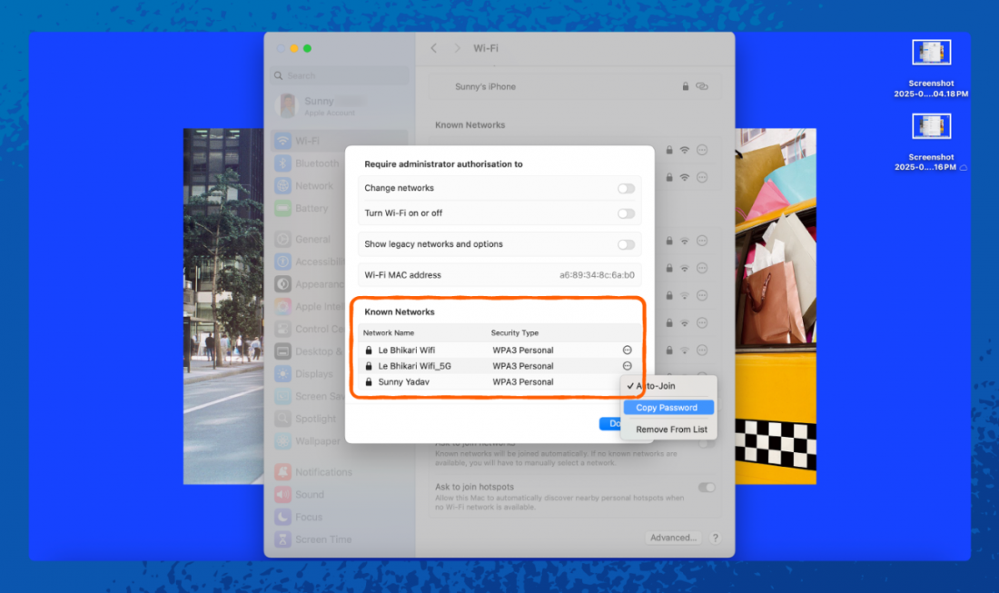 macOS-reti-conosciute