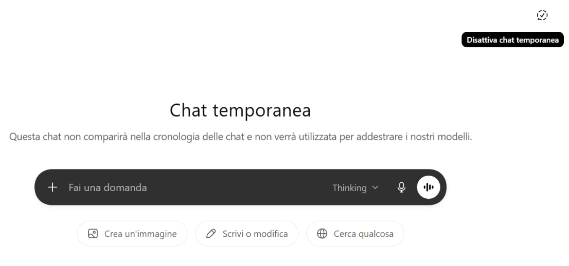 Chat temporanea di ChatGPT