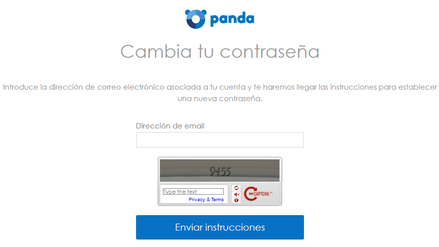 Cambiar contraseña en Cuenta Panda