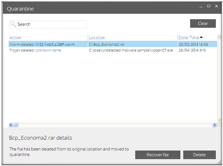 Quarantined files