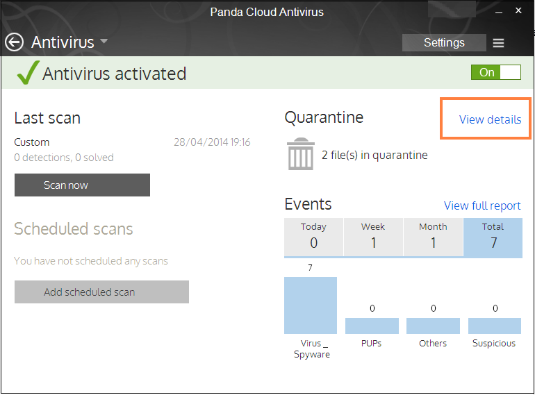 View details Quarantine