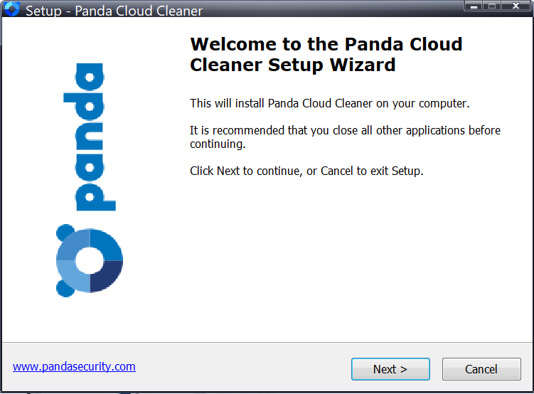Panda Cloud Cleaner welcome
