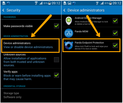 Security> Device administrator