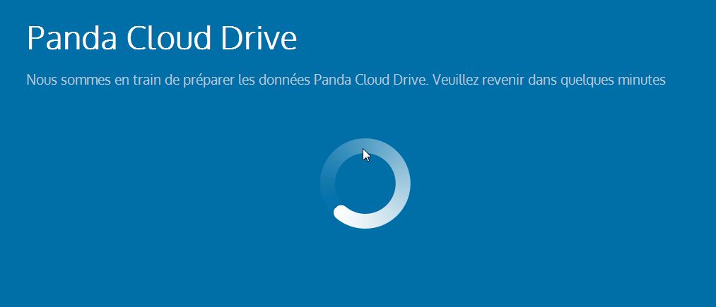 Progresssion de l'installation de Panda Cloud Drive