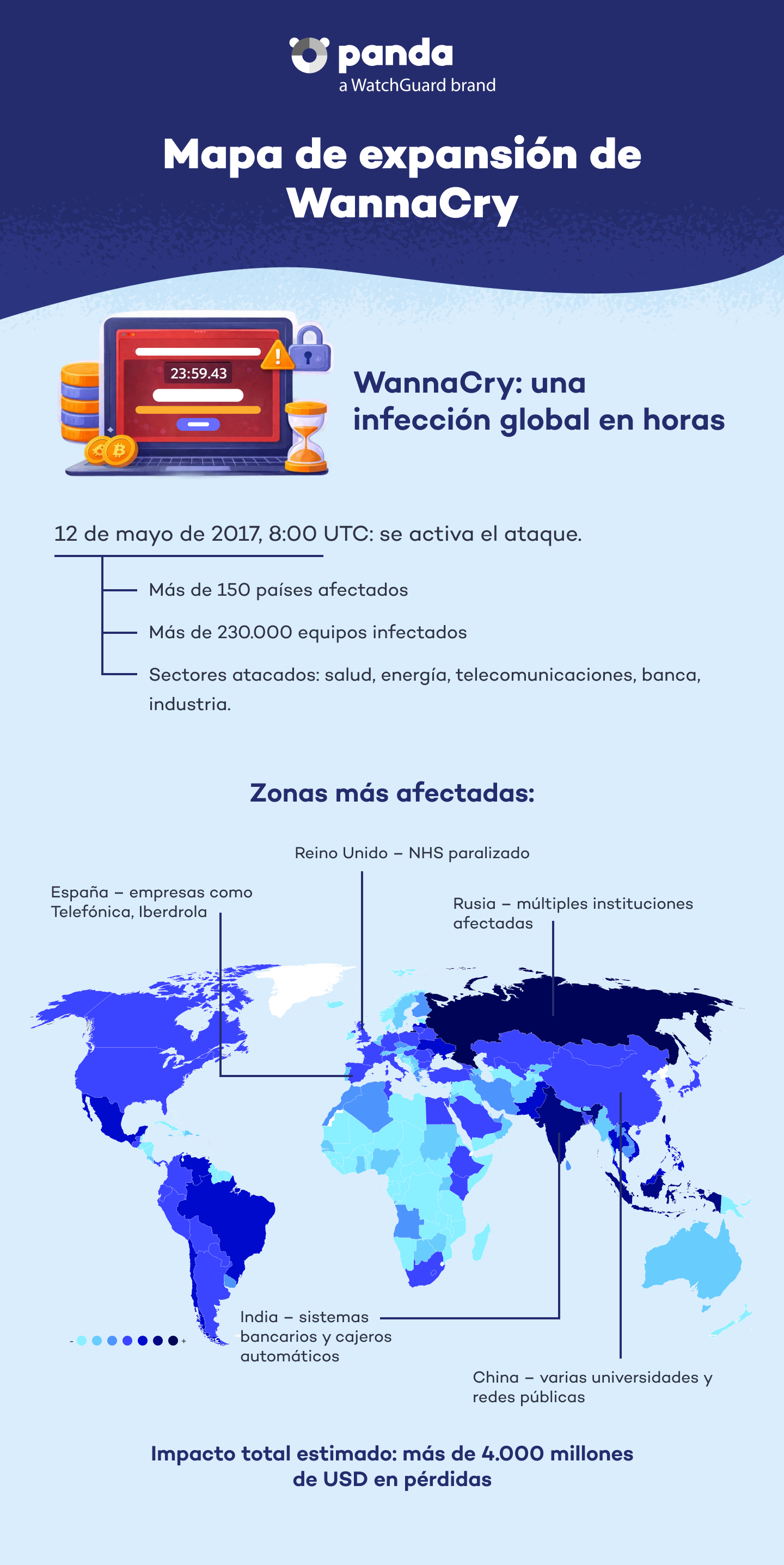 Mapa expansión WannaCry - Panda Security