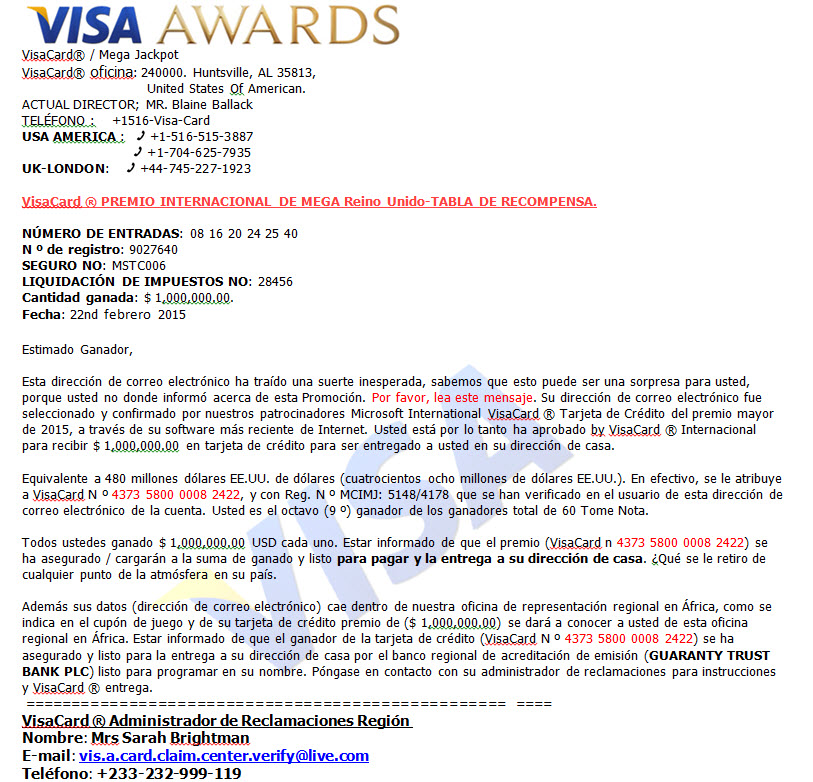 visa awards